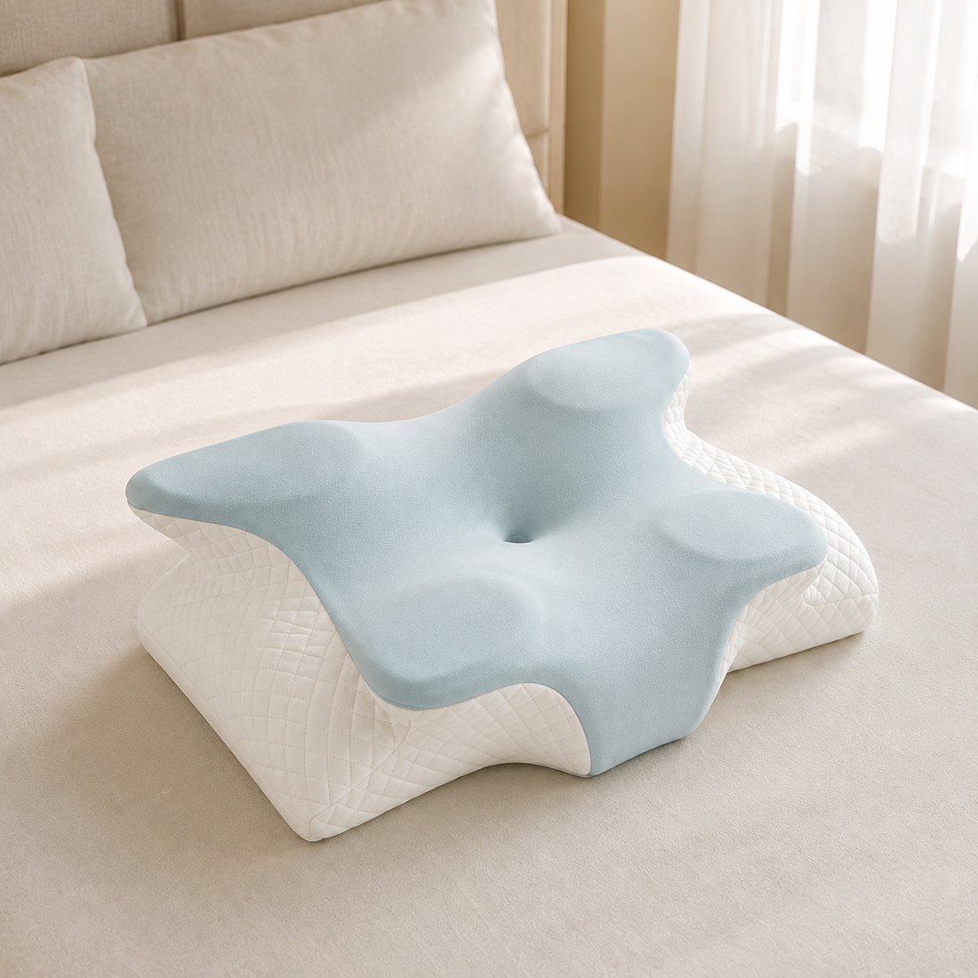 Hushora Halo Contour Sleep Pillow in Mist Blue